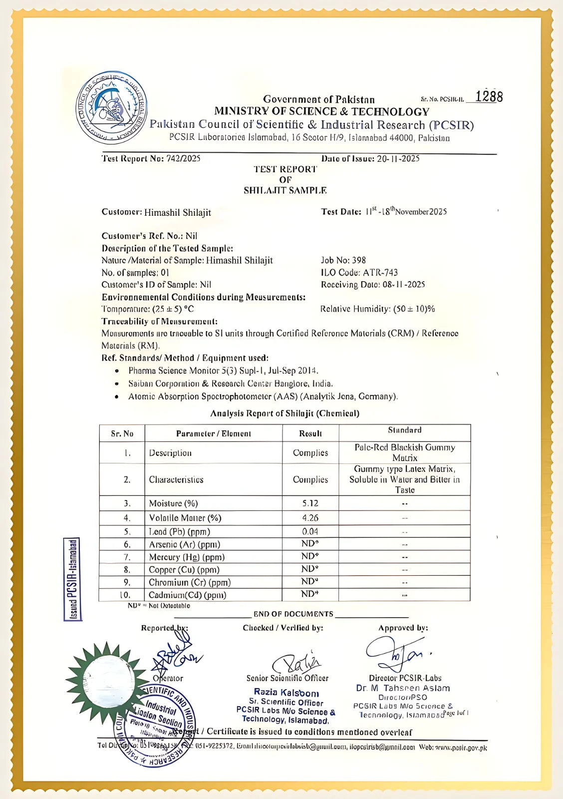 HIMASHIL SHILAJIT LAB TESTED